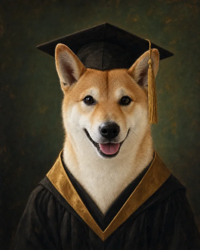學士帽與學士服的柴犬客製肖像，畢業禮物的毛孩路線實例